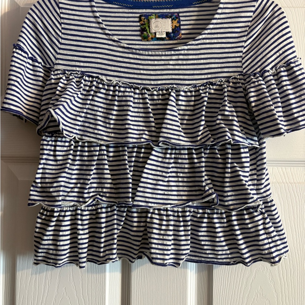 Striped Ruffle Cropped Top